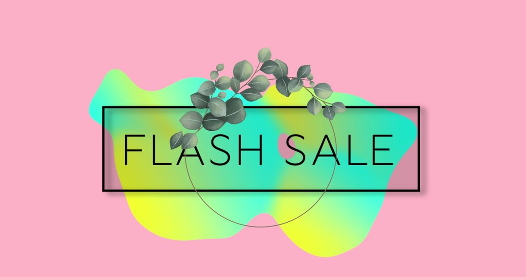 Flash Sale Banner with Bright Colors and Eucalyptus Accent