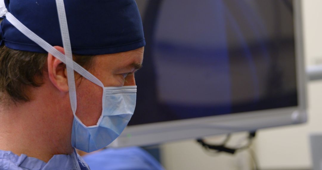 Veterinary Surgeon Focused During Horse Operation in Theater Setting