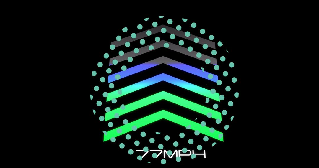 Abstract Speedometer Design with Green Dots on Black Background