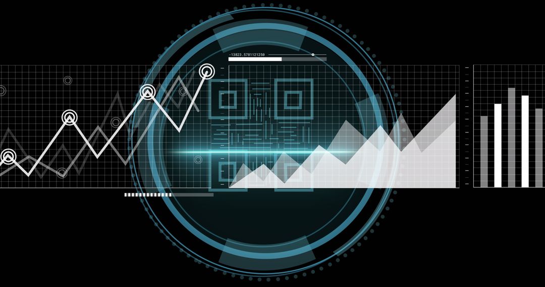 Futuristic cyber security interface with data analytics visualization