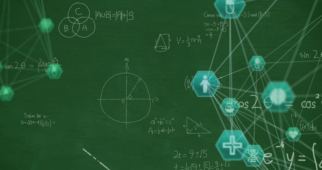 Futuristic Interface with Mathematics and Network Icons