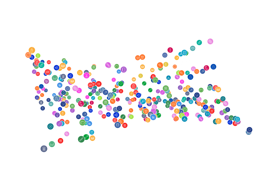 Abstract Network of Colorful Symbols on Transparent Background - Download Free Stock Images Pikwizard.com