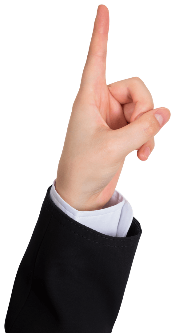 Transparent Asian Hand Pointing Up Gesture