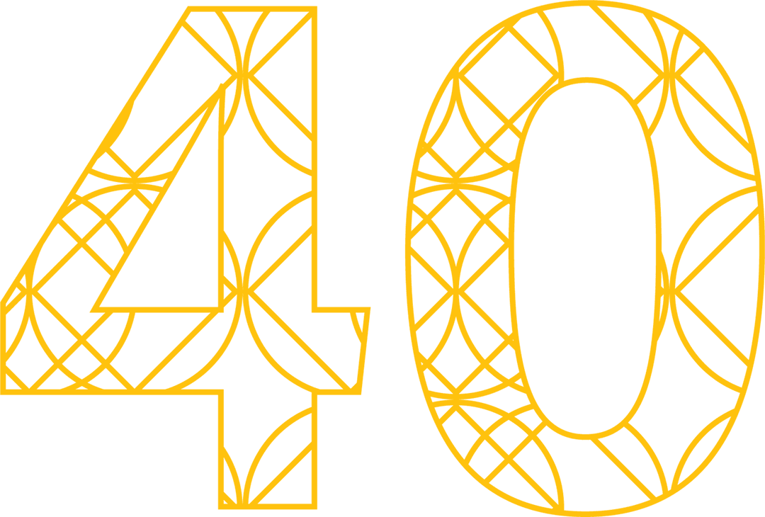 Elegant Yellow 40 Number with Intricate Pattern on Transparent
