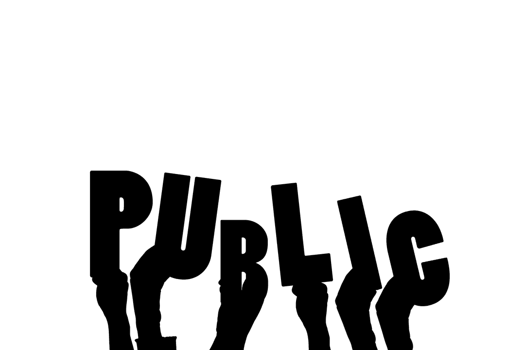 Transparent Hands Holding Letter Blocks Reading Public