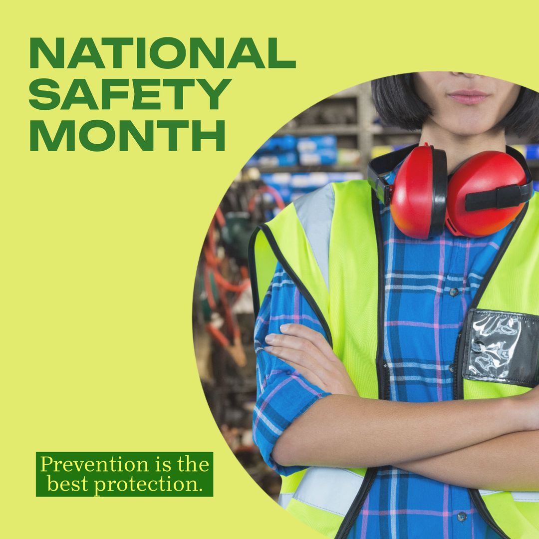 National Safety Month Awareness with Female Warehouse Worker - Download Free Stock Templates Pikwizard.com