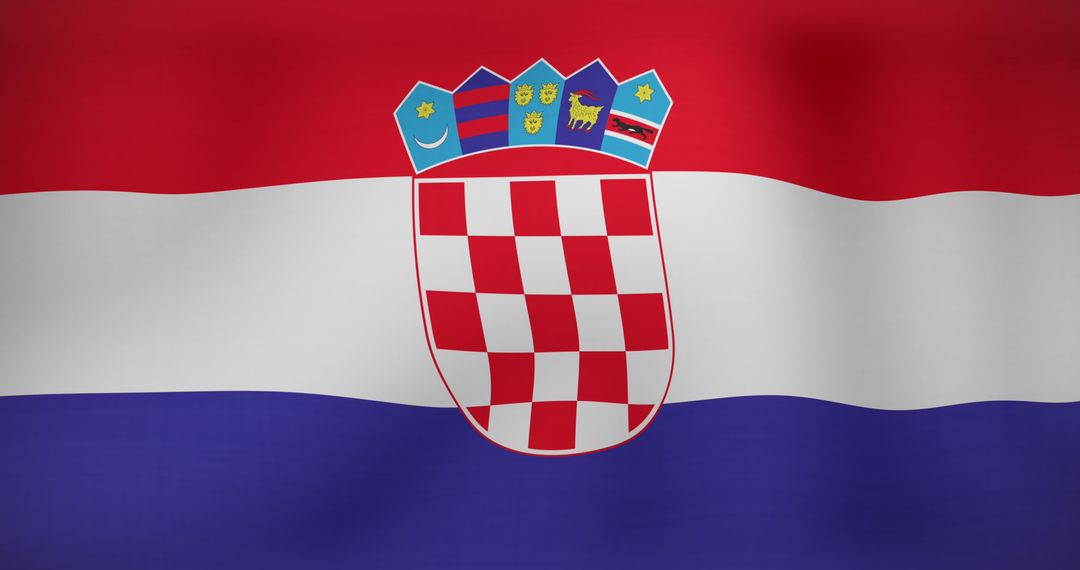 Digital Data Overlay on Flag of Croatia: Symbolizing Business and Technology