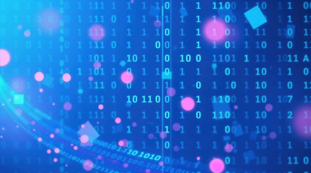 Abstract Binary Code Background with Glowing Orbs and Squares - Free Images, Stock Photos and Pictures on Pikwizard.com