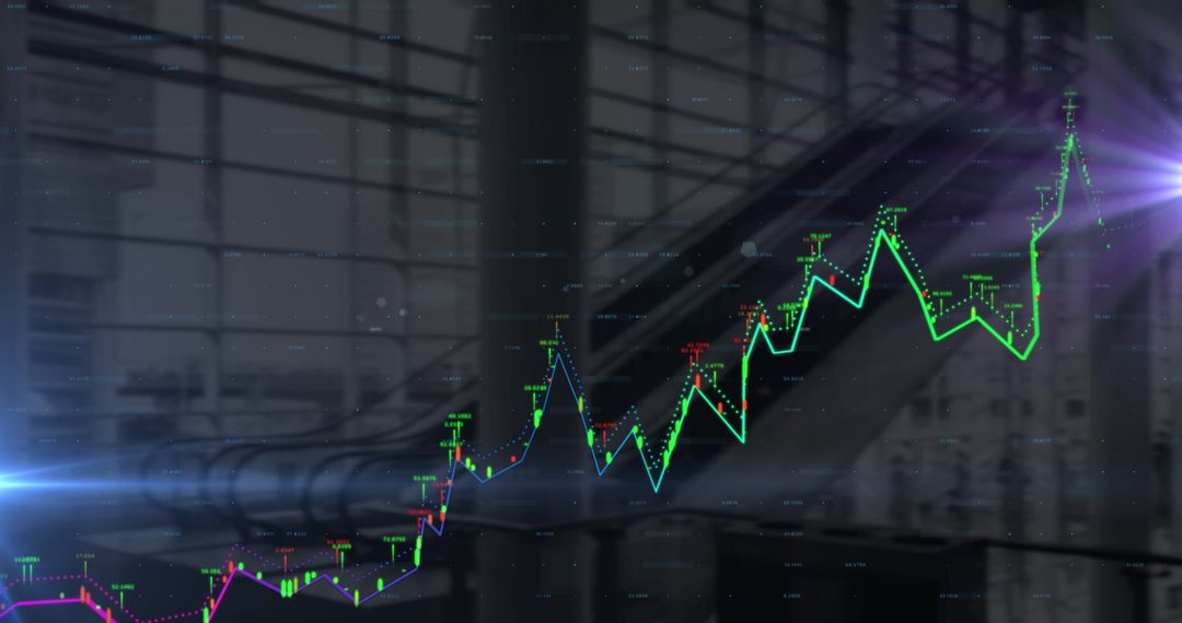 Financial Graph Overlay on Industrial Setting Abstract Concept
