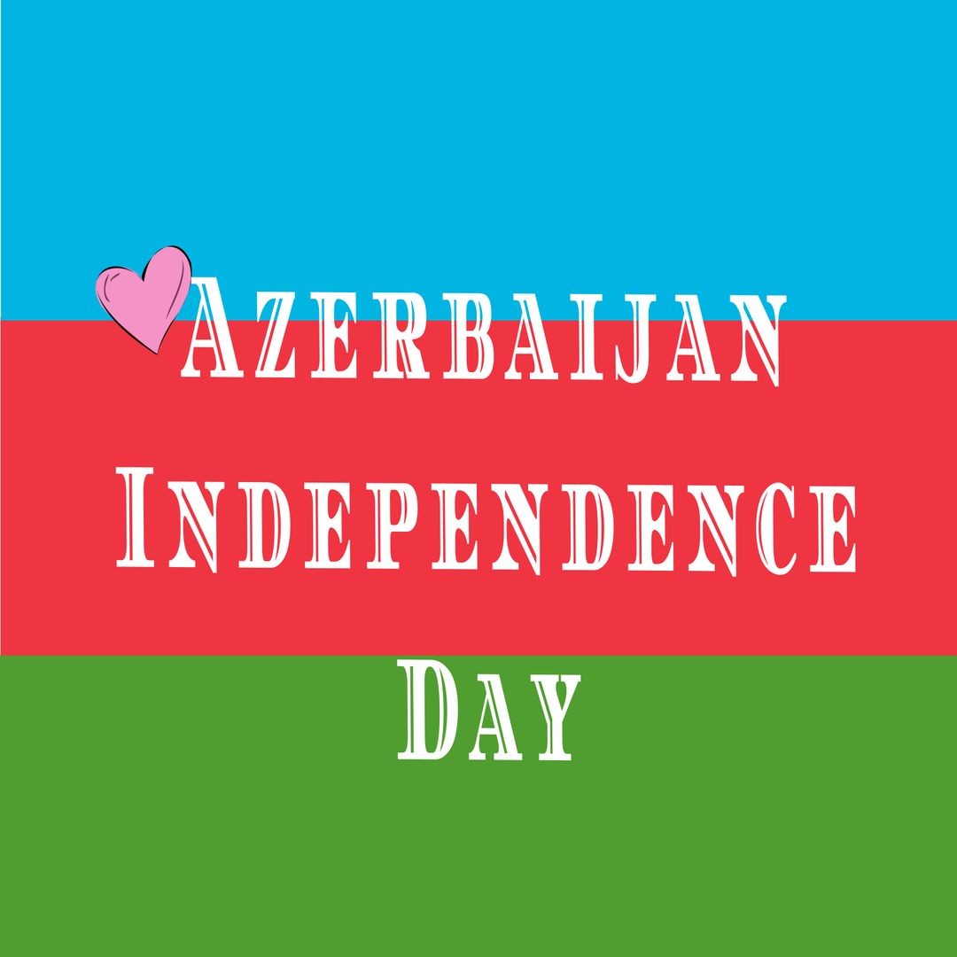 Azerbaijan Independence Day Illustration with National Flag Hearts