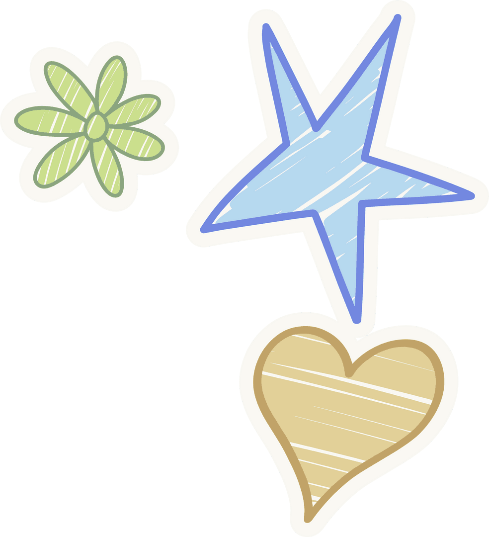 Transparent Sketched Shapes Floating on Clear Backdrop