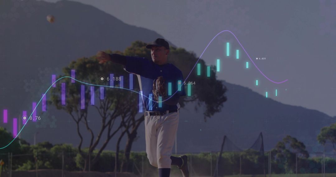 Baseball Pitcher Mixing Sports with Financial Strategy Concepts