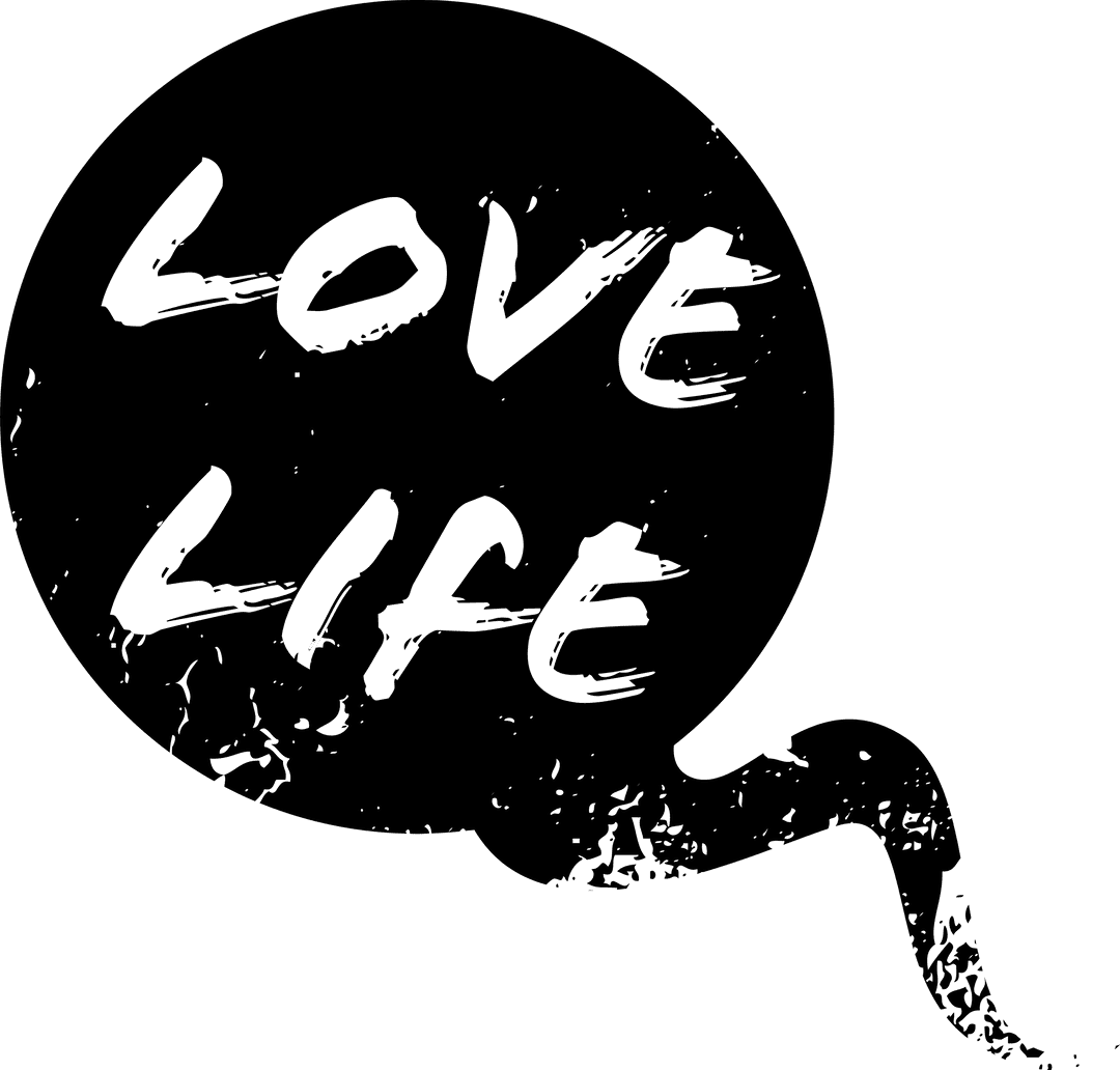 Abstract Brush-Stroke Speech Bubble with 'LOVE LIFE', Transparent Background