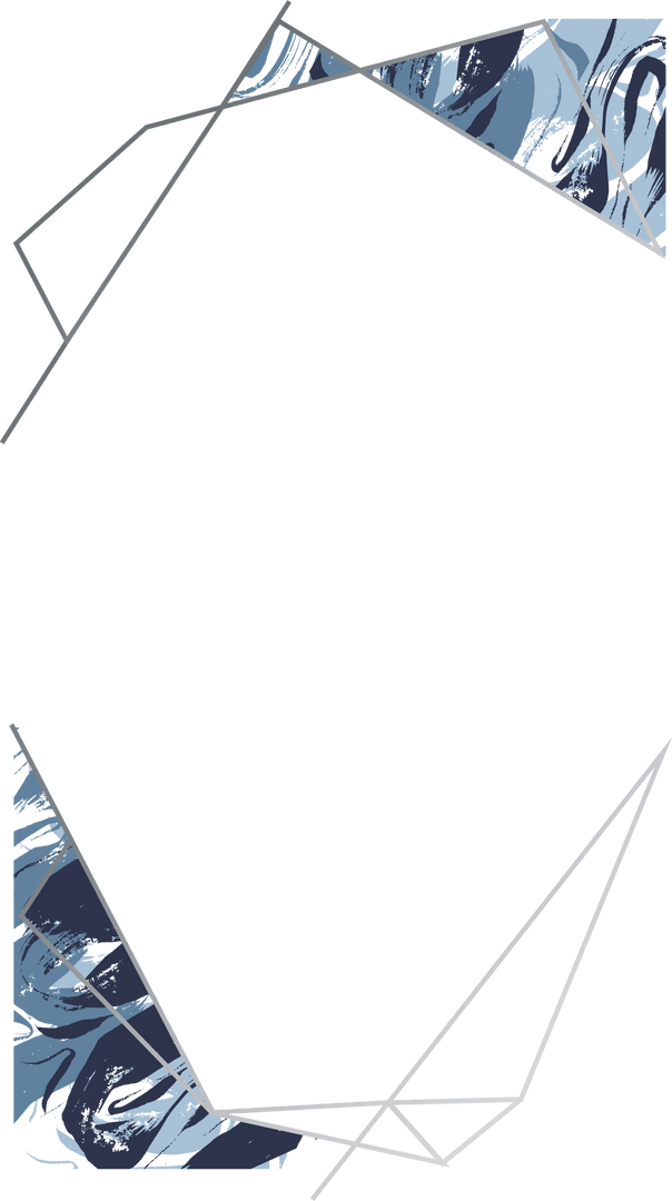 Abstract Geometric Frame with Blue Watercolor on Transparent Background