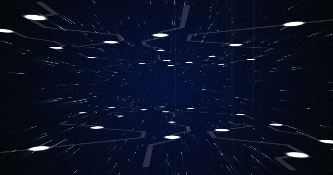 Futuristic Digital Data Streams in Night Sky