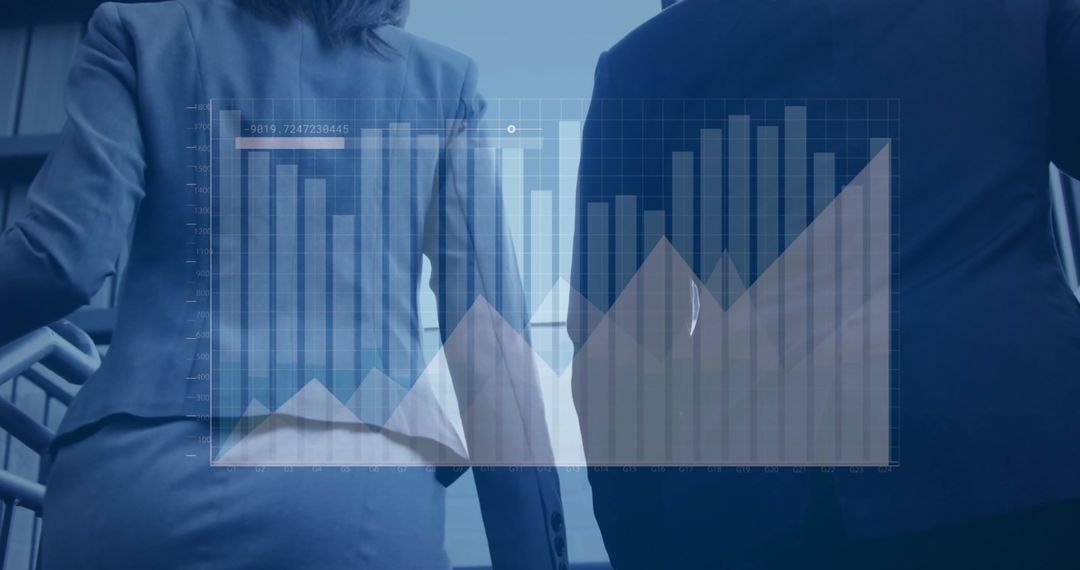 Business Professionals Analyzing Growth Metrics over Digital Interface