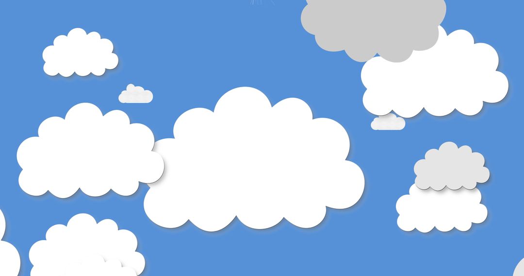 Digitally Generated Red Heart Balloons on Cloudy Blue Sky