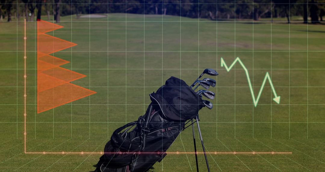 Golf Equipment on Green Field with Dynamic Graphic Overlay