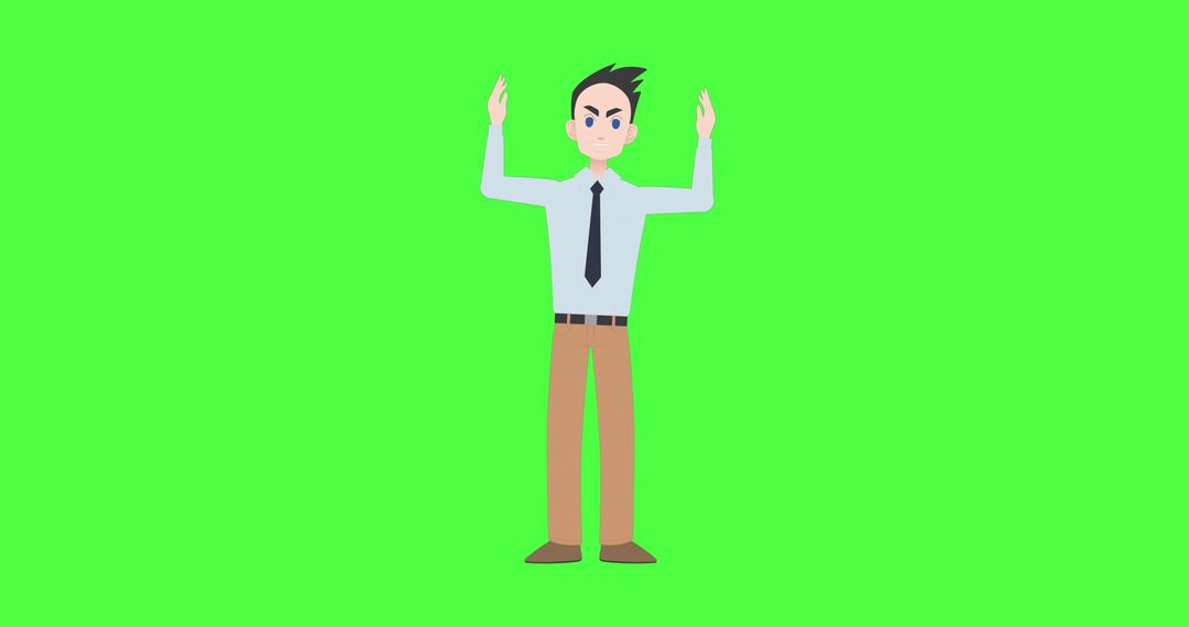 Animated Caucasian Man Gesturing on Green Screen Background