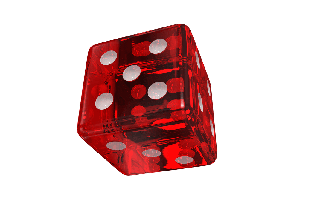 Red Dice Isolated on Transparent Background with High Clarity