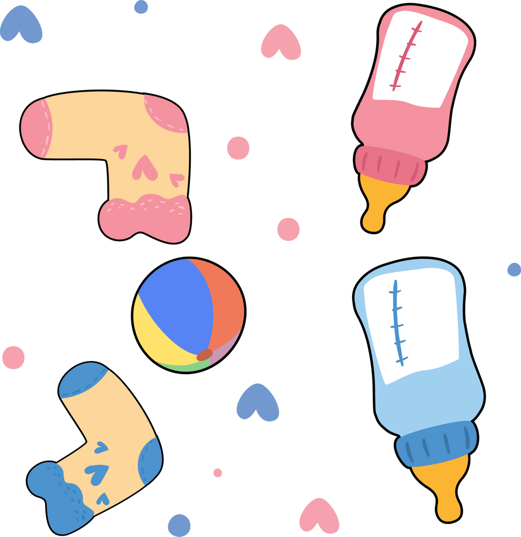 Transparent Pastel Baby Items Including Socks and Bottles
