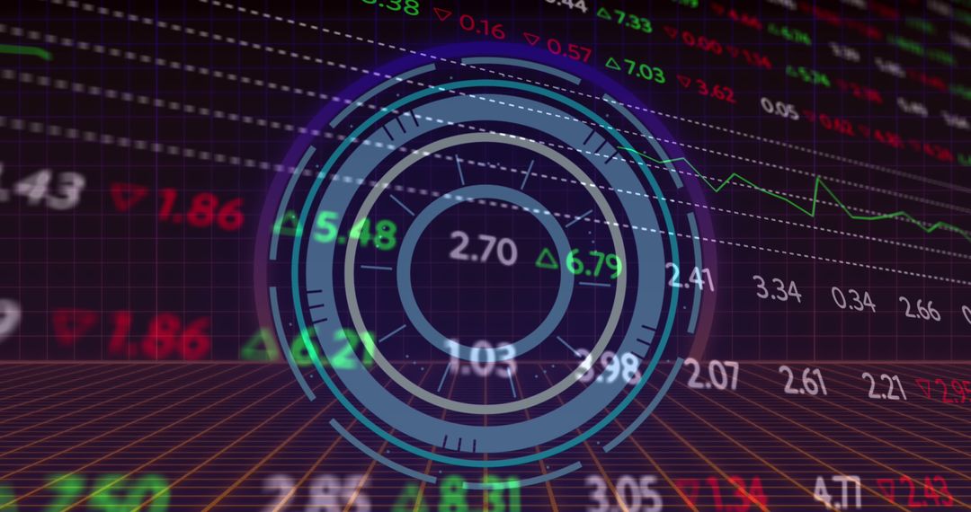 Futuristic Stock Market Analysis With Digital Interface Overlay