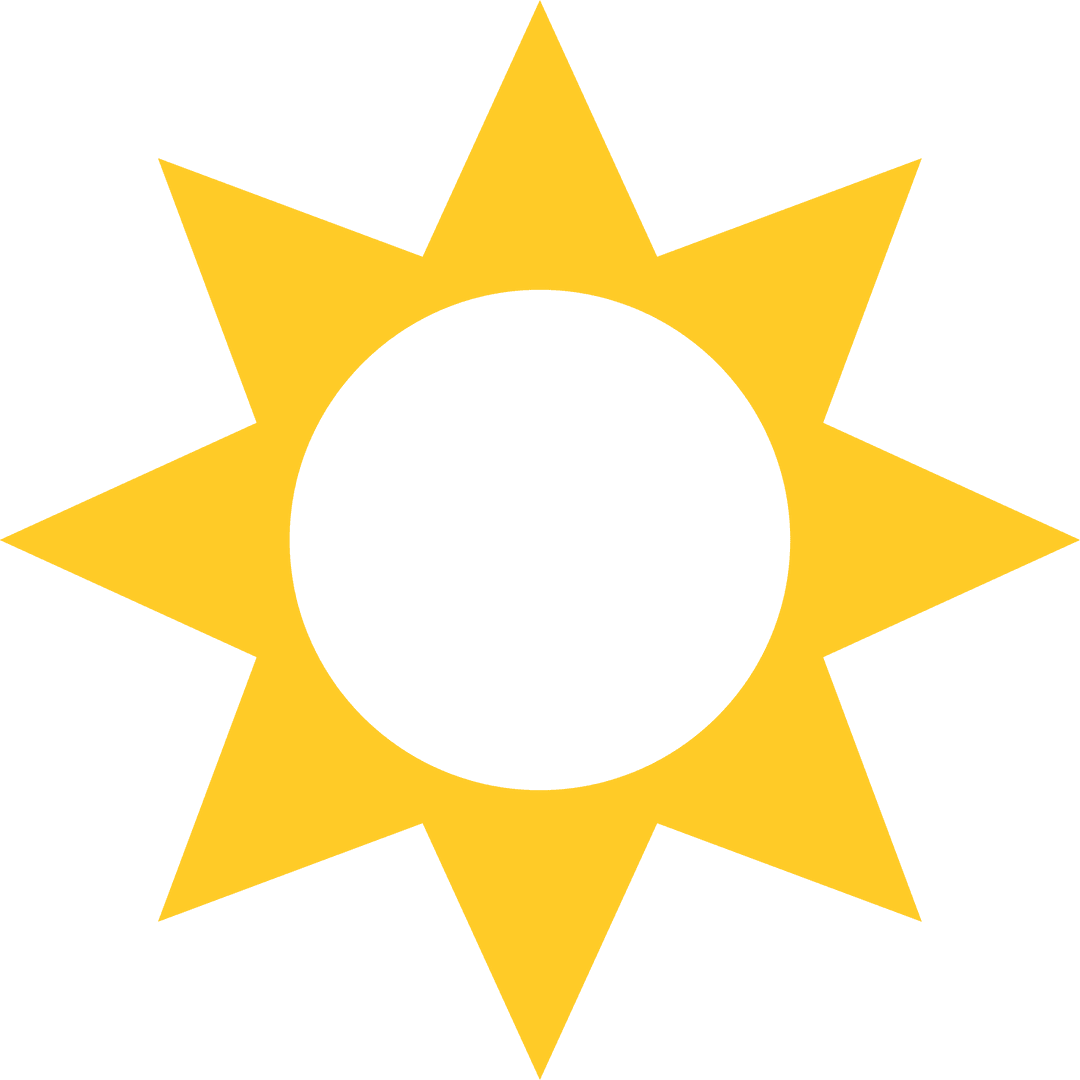 Bright Yellow Sun Symbol With Starburst Rays Transparent Background