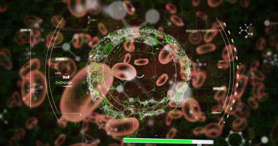Digital Brain Interface with Virus and Blood Cell Imagery