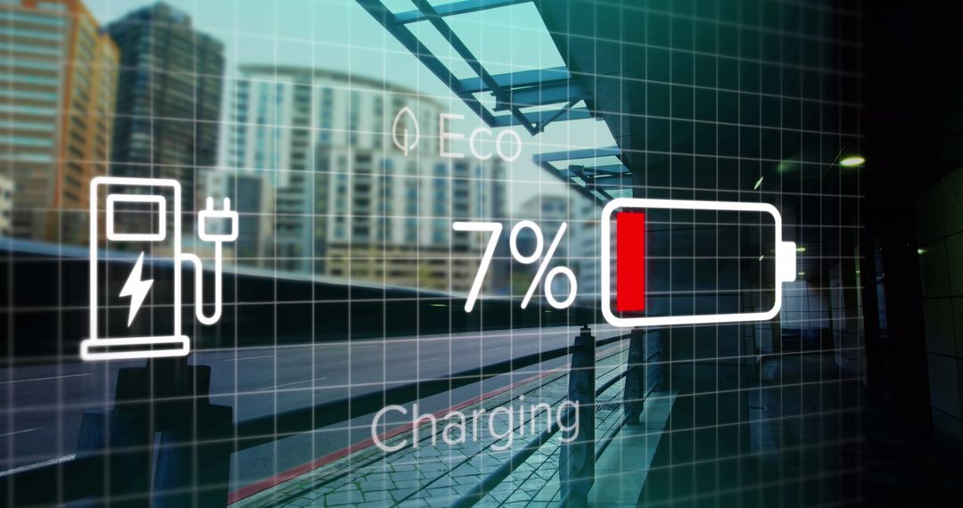 Low Battery Warning with Cityscape Background