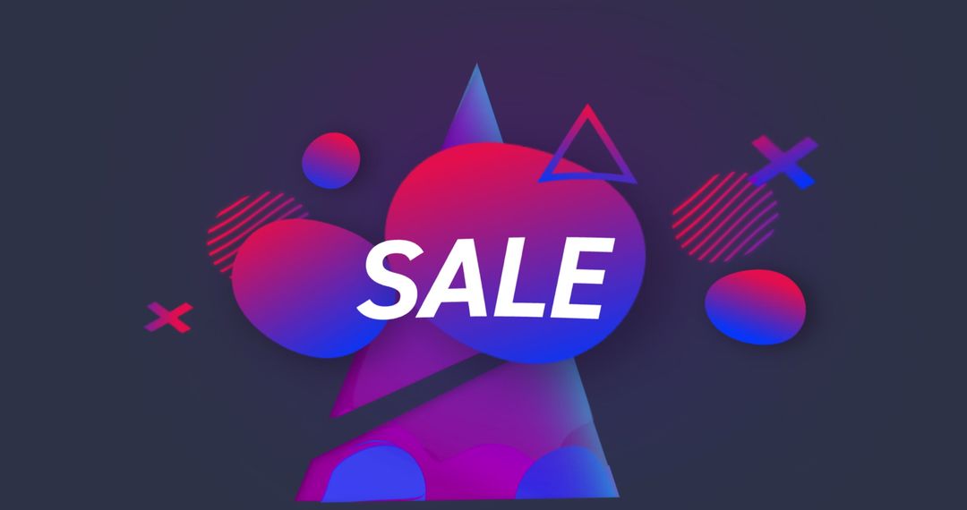 Digital Sale Banner with Geometric Shapes and Festive Tree