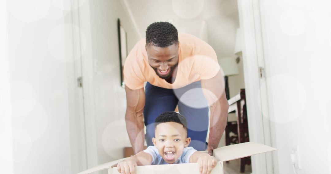 Father and Son Enjoy Playful Time at Home