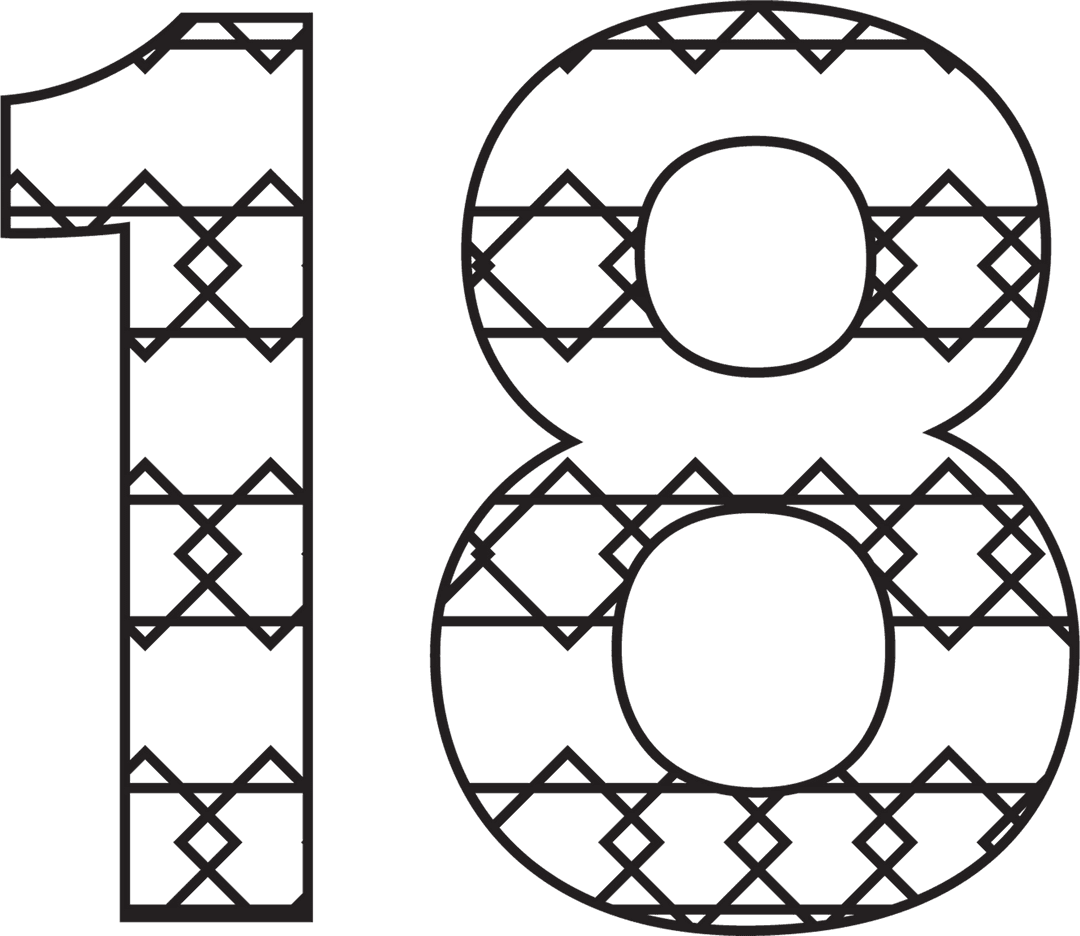 Patterned 18 Number on Transparent Background