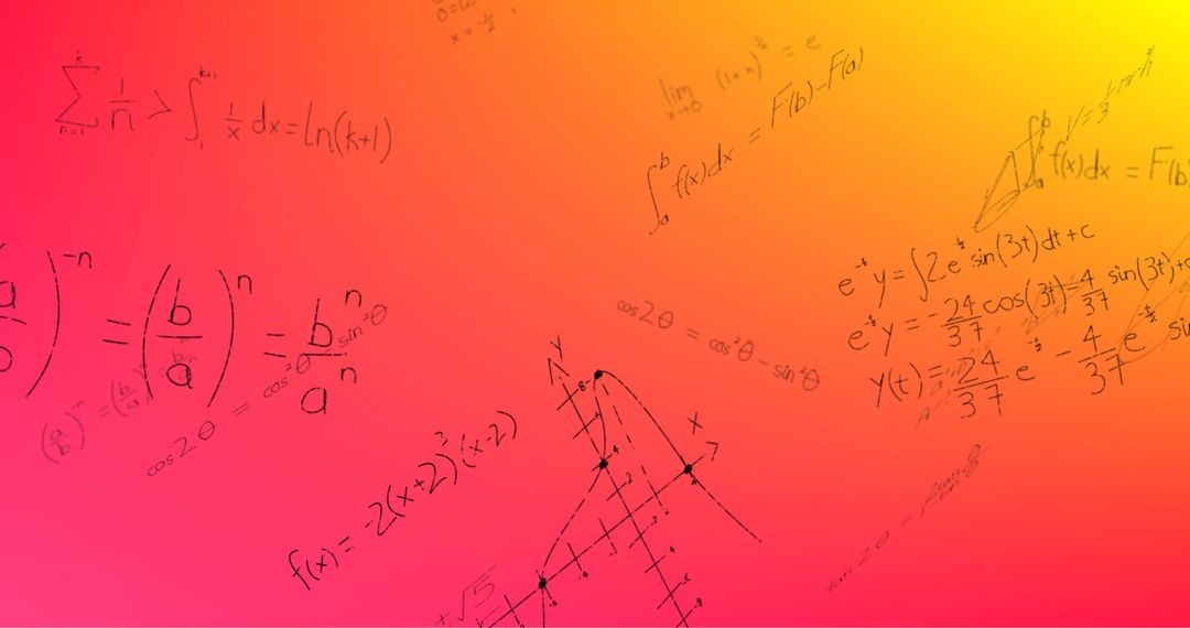 Mathematical Formulae on Vivid Pink Gradient Background