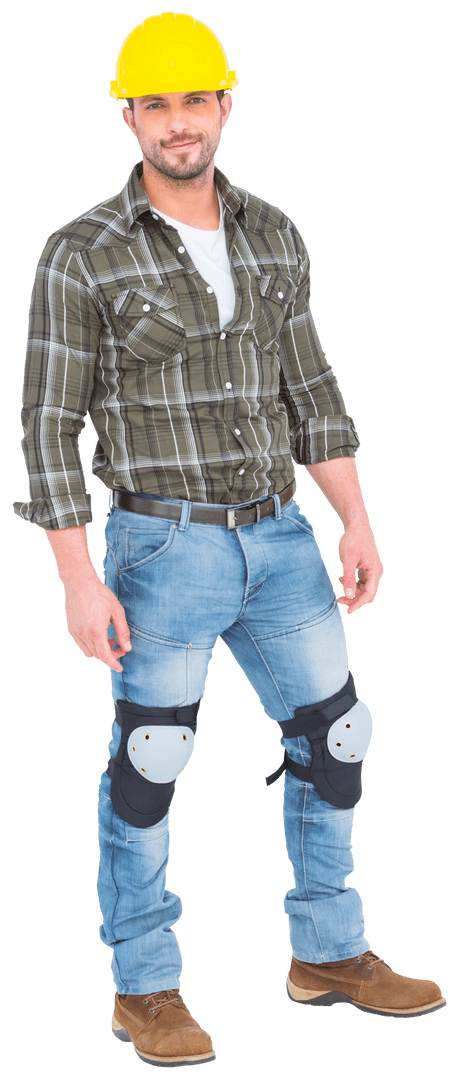 Transparent Image of Smiling Handyman Wearing Hard Hat