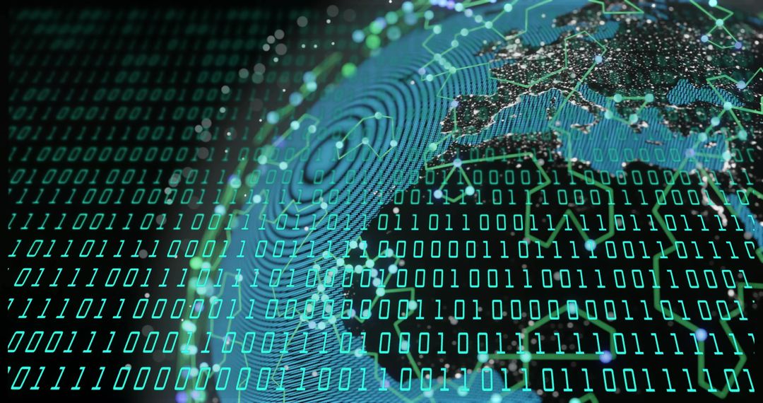 Binary Code with Digital Globe Symbolizing Global Data