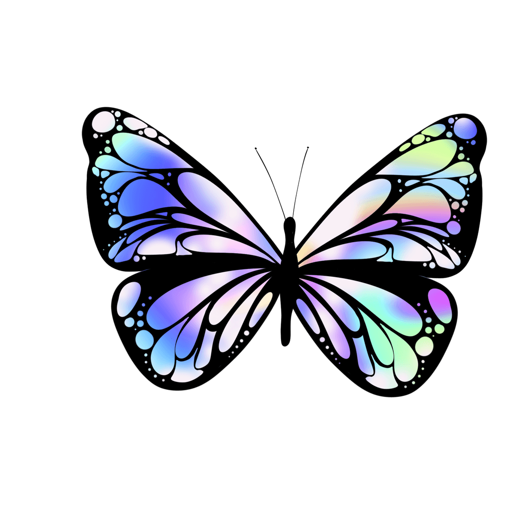 Whimsical Pastel Butterfly with Transparent Background