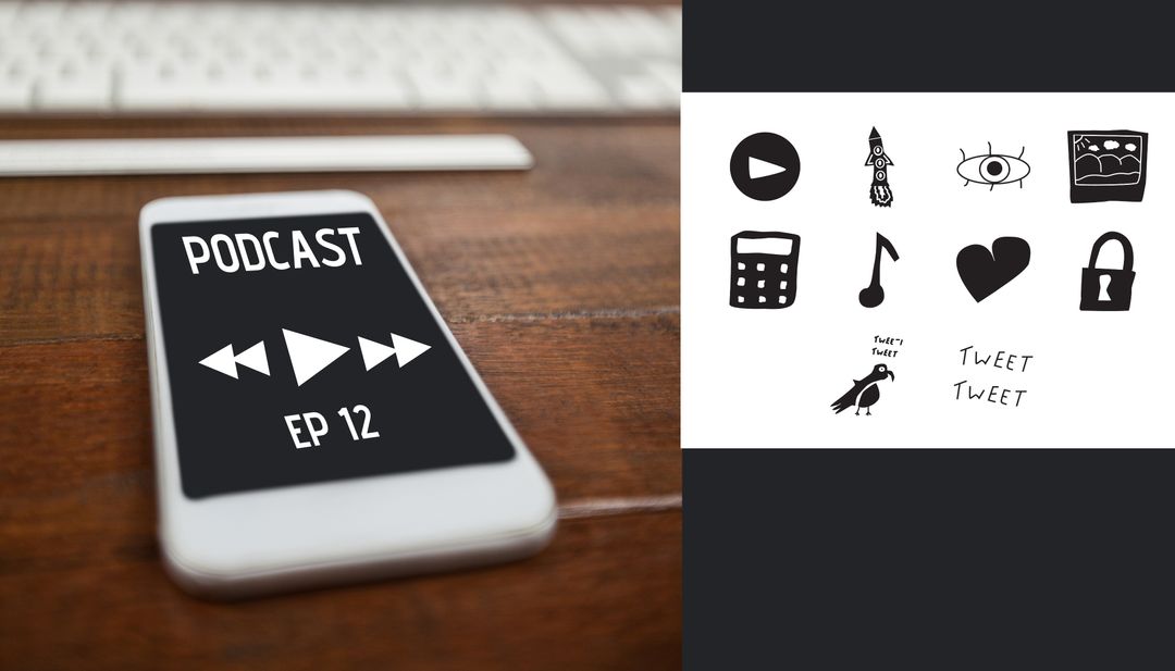 Smartphone Playing Podcast Episode with App Icons Illustrations - Download Free Stock Templates Pikwizard.com