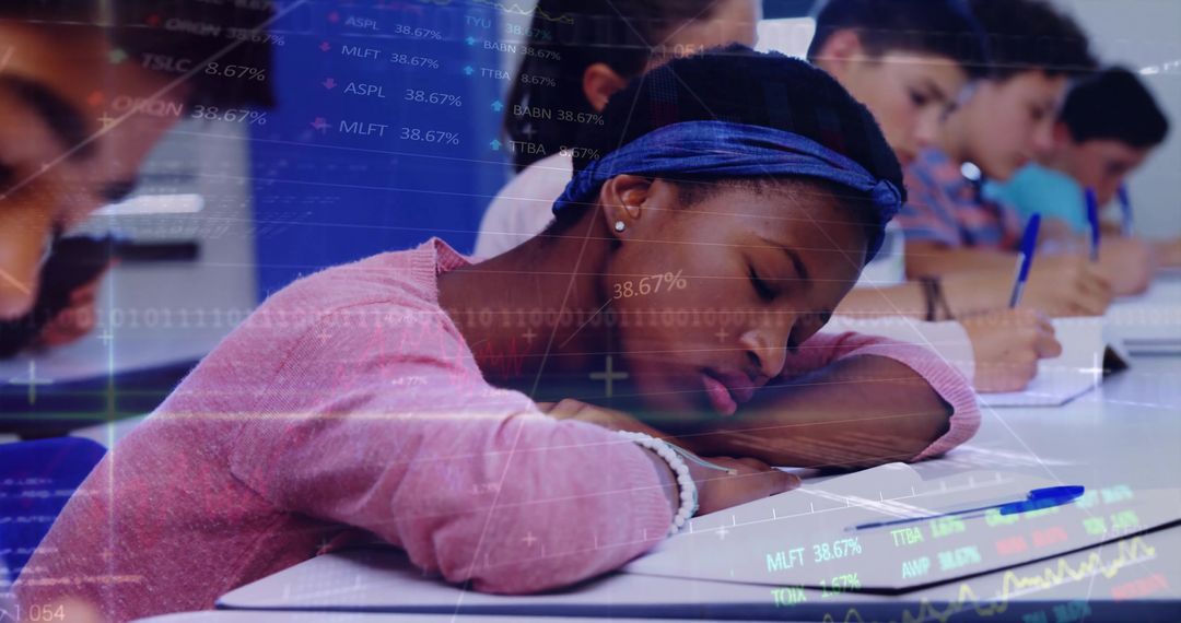 Young Student Sleeping in Class Amidst Learning Environment
