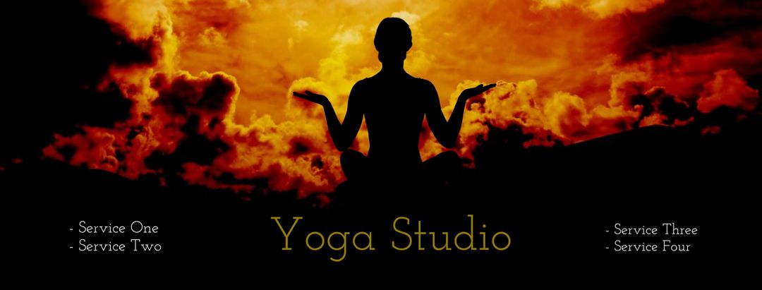 Yoga Studio Silhouette Against Dramatic Sunset Sky