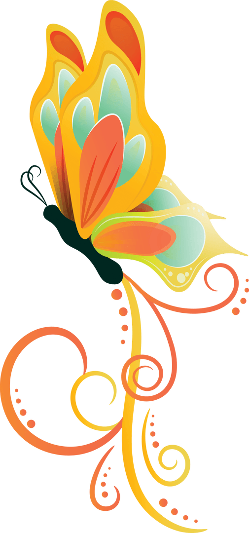 Colorful Abstract Butterfly on Transparent Background
