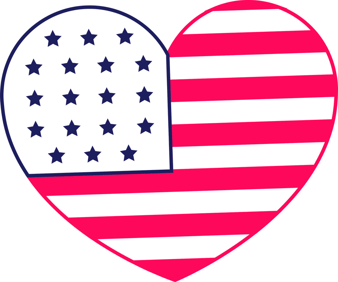 Heart with Star Field and Stripes on Transparent Background
