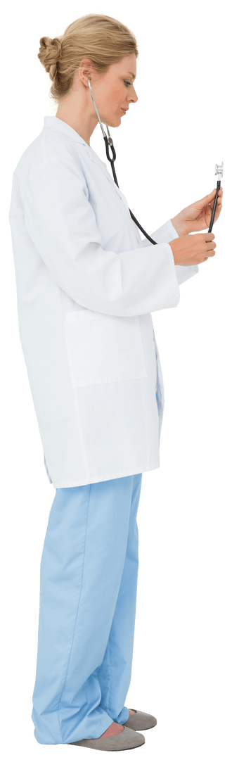 Transparent Image of Doctor Listening with Stethoscope