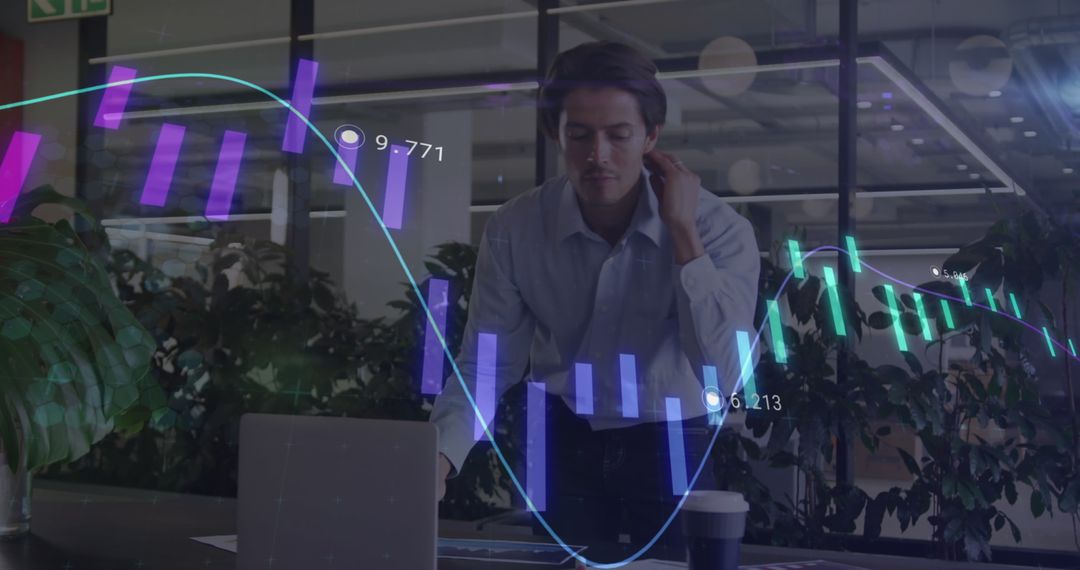 Businessman Analyzing Digital Financial Data Interfaces