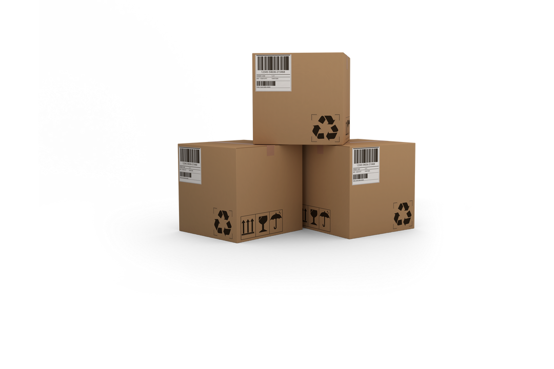 Stacked Transparent Packages with Shipping Labels Isolated - Download Free Stock Images Pikwizard.com