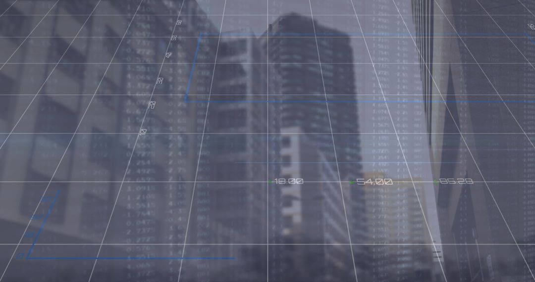 Financial Data Overlaying Urban Cityscape Symbolizing Global Finance