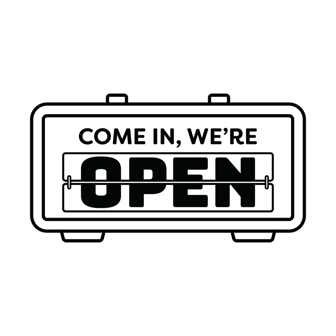 Open Sign With Invitation Text on Transparent Background