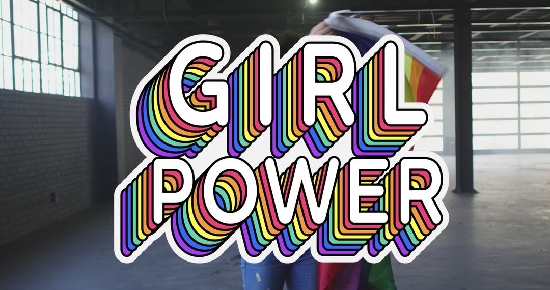 Bold Girl Power Text Overlay with Rainbow Colors - Free Images, Stock Photos and Pictures on Pikwizard.com