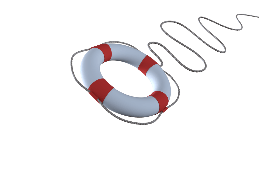 Transparent Lifebuoy Illustration with Rope for Rescue