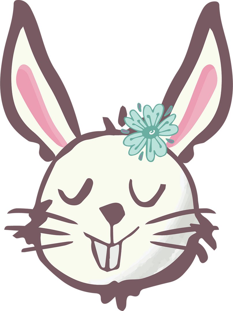 Adorable Easter Bunny Head With Flower Illustration on Transparent Background - Download Free Stock Images Pikwizard.com