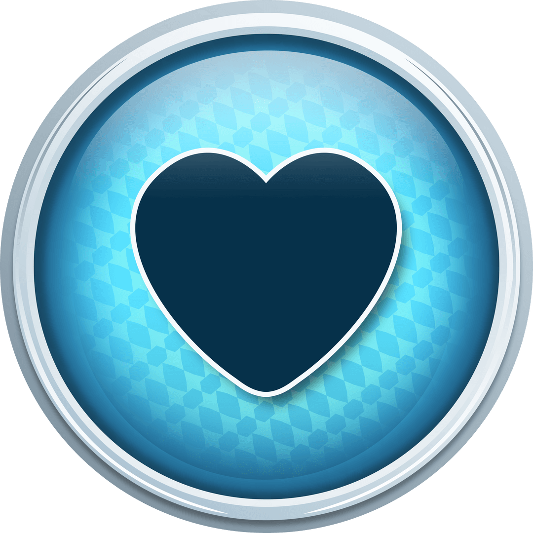 Transparent Blue Heart Icon with Circular Frame Design